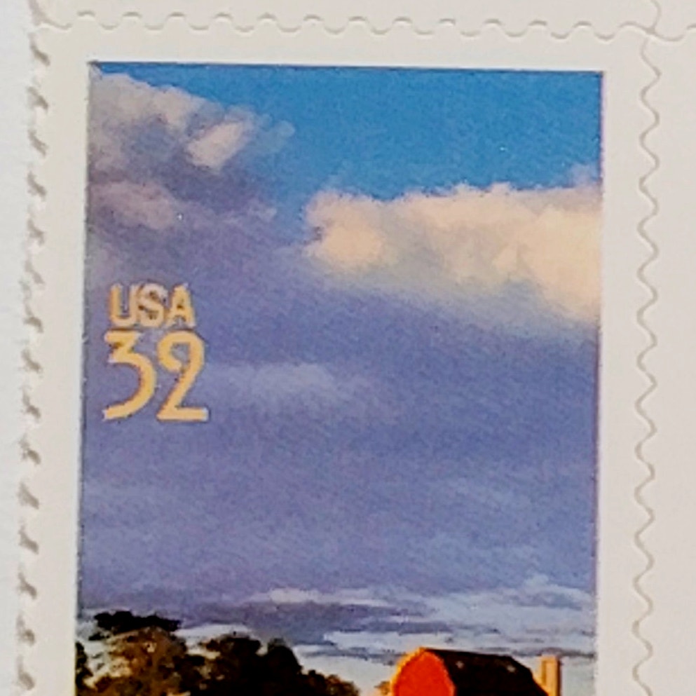 Vertical Pair – 1998 USA 32¢ Wisconsin Statehood MNH Scott 3206 – Barn Design