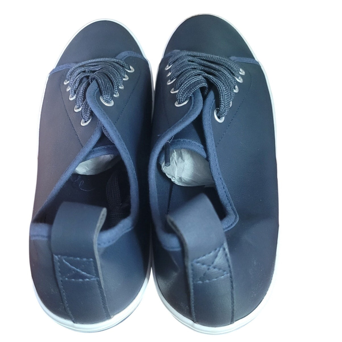 EVANS Women’s Navy Sneaker – Wide Fit, Metallic Sheen, Size 10W