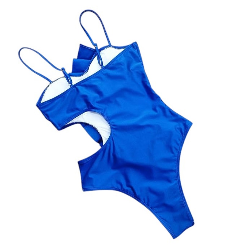 Sporlike One Piece, Flounce, Hole Out Suit, Padded Monokini, Royal Blue, S