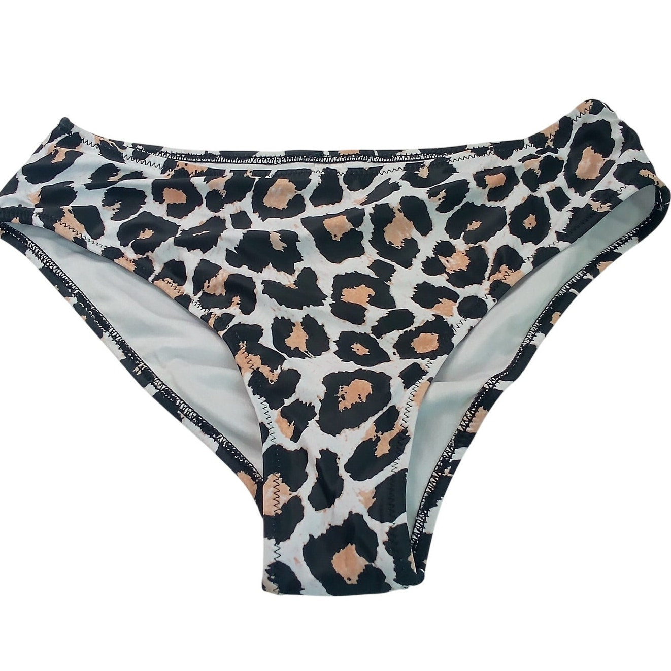 Beachsissi Leopard Print Bikini Bottoms Women’s Small White Black Tan