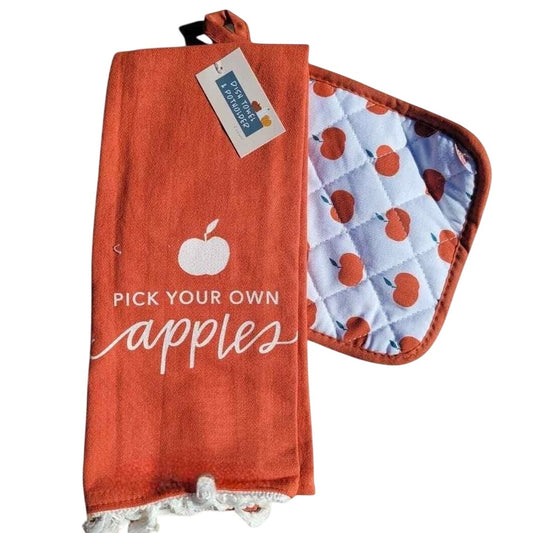 Kitchen Cotton Dish Towel & Pot Holder Set - PICK YOUR OWN APPLES