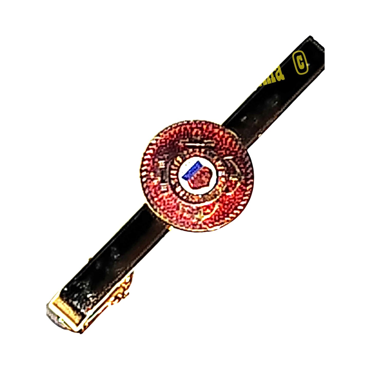 U.S. Coast Guard Tie Bar Clip 2-1/2"L, Emblems 3/4"D, Gold Tone Finish, Red Face