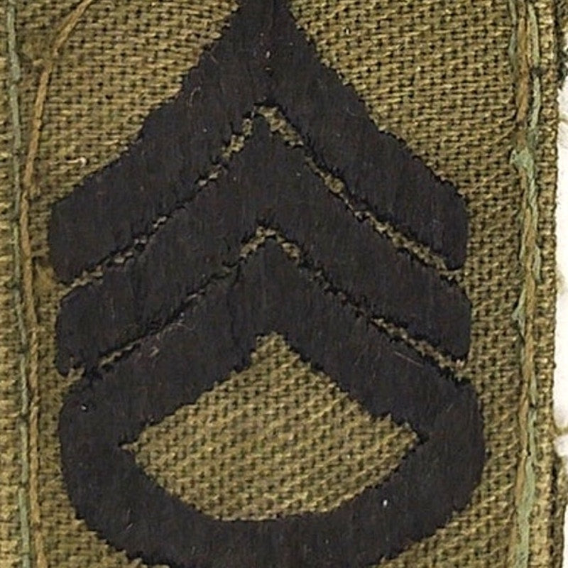VTG US Army Staff Sergeant SSG E‑6 Cap Device Patch Black on ODG TE 1/4" × 1"