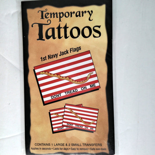 First Navy Jack Temporary Tattoos Novelty Don’t Tread On Me Flag Set NIP