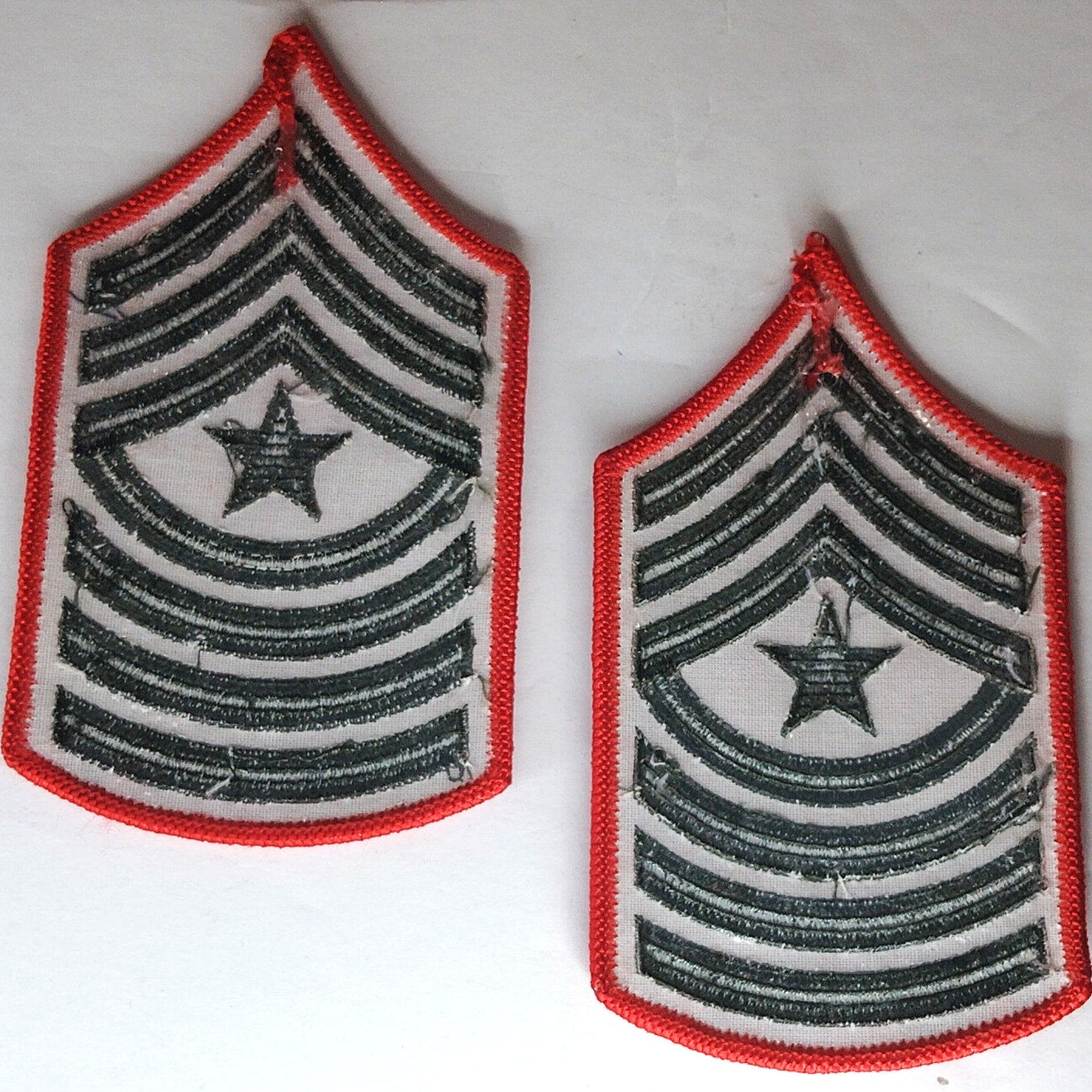 USMC Sgt Major E-9 Female Patch Pair Service Alpha Red Green 4-7/8" x 2-7/8"