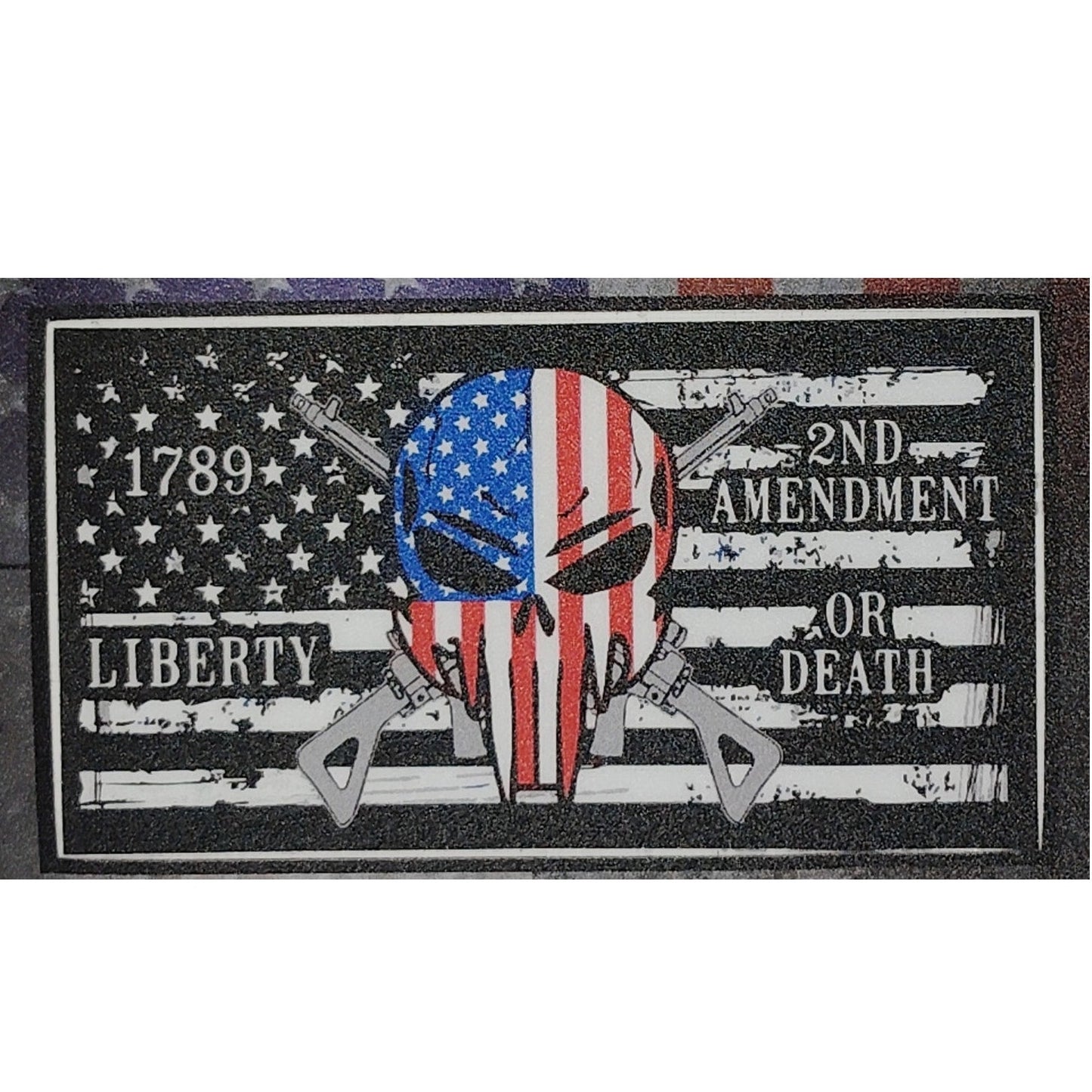 2nd Amendment Liberty or Death Premium Vinyl Decal 4-1/4 x 2-3/8" Skull & Rifles