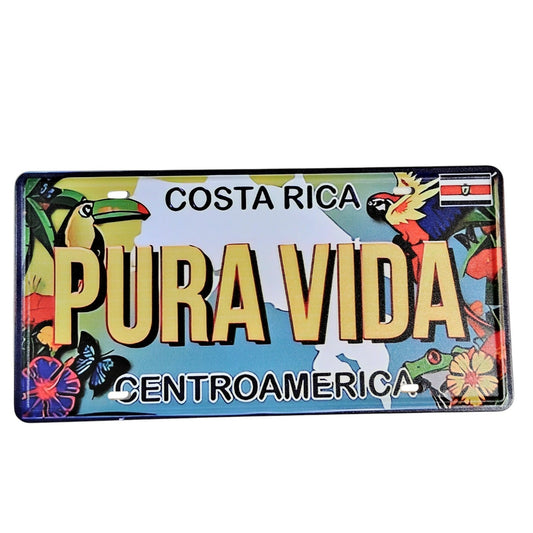 Costa Rica Pura Vida License Plate – Centroamerica Design – Standard 12" x 6" Tin Vanity Plate
