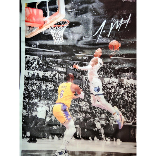 16x24" Ja Morant Dunk Canvas Print Poster – Classic Basketball Moment Wall Art (Unframed)