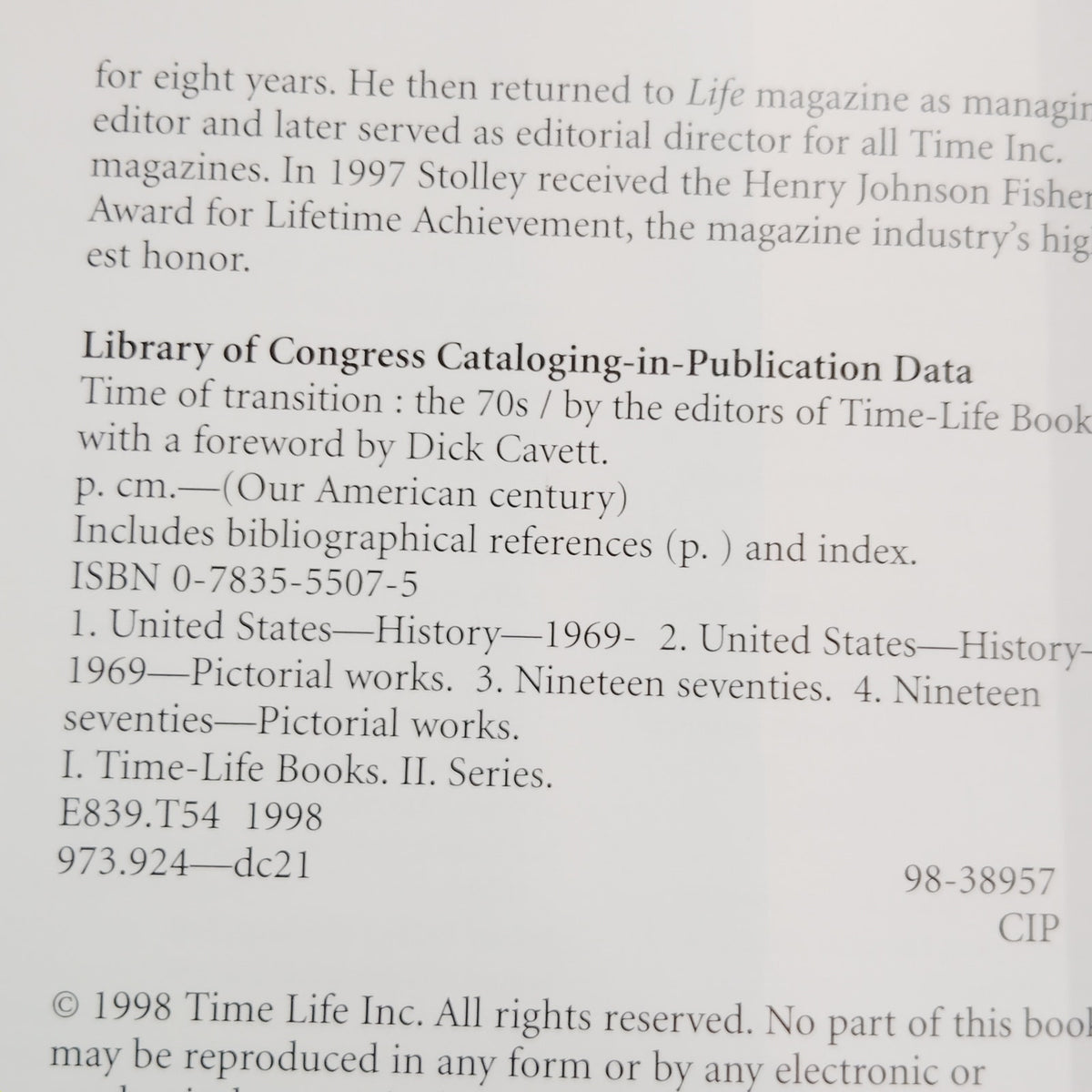 Time of Transition The 70s Our American Century 1999 Time Life Hardcover, LN
