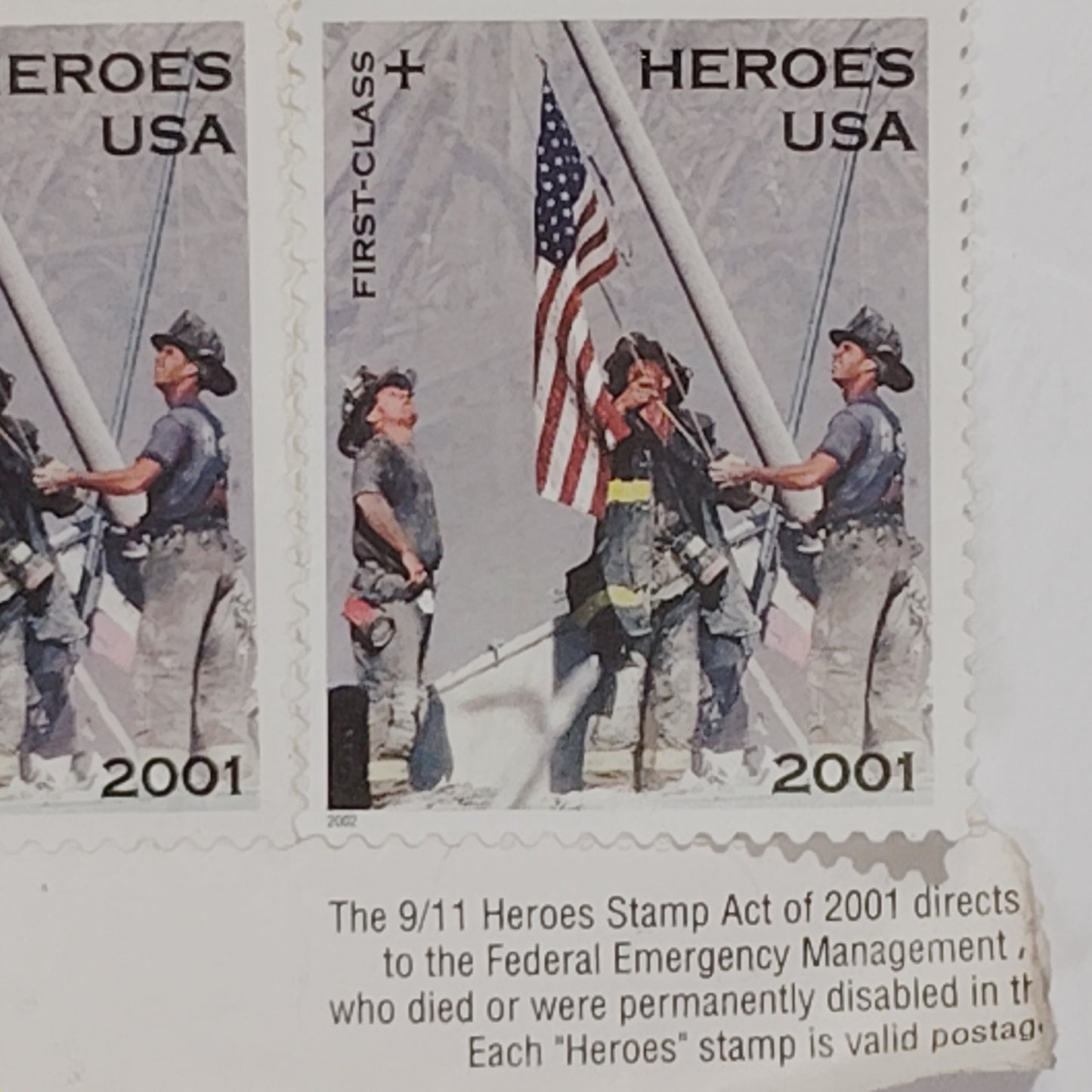 2x 2002 Heroes of 2001 Stamps, Semi‑Postal,  Mint, America Responds, Scott #B2