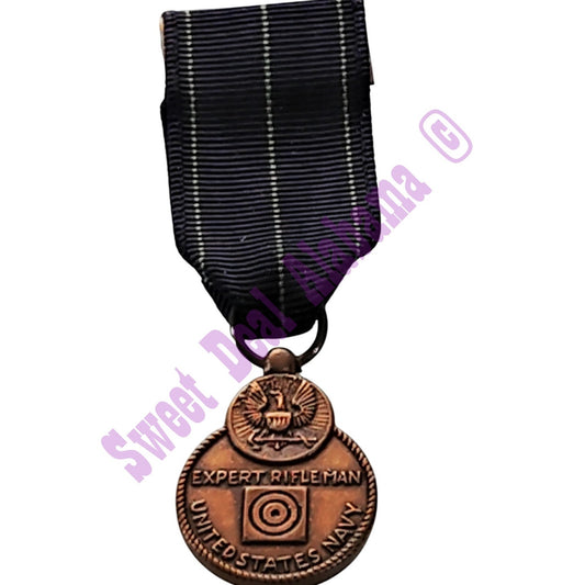 Navy Expert Rifleman Mini Medal (3/4"D) Ribbon (3/4"W) Overall 2-1/4"H