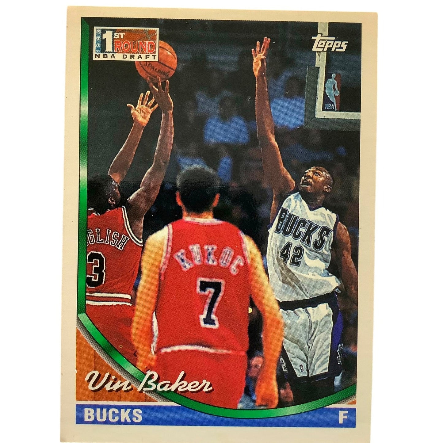 Vin Baker, Bucks, 1994 Topps First Round NBA Draft Card 306, EXC