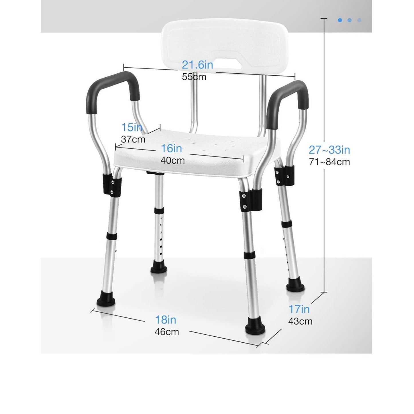 Sangohe Bath and Shower Chair,  Aluminum Frame, No Corrosion, Adjustable Height