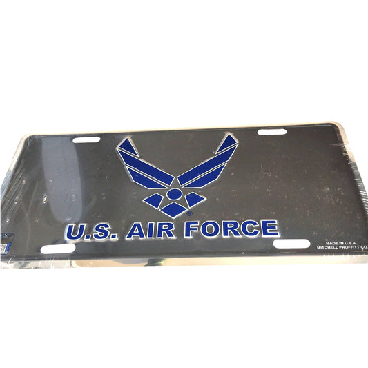 U.S. Air Force Wings License Plate – Blue Emblem, Metal, Made in USA