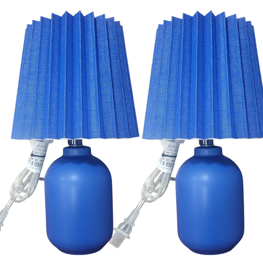 Set of 2 - Mini Ceramic Table Lamps – Blue – 12" H – Inline Switch – 25W Max