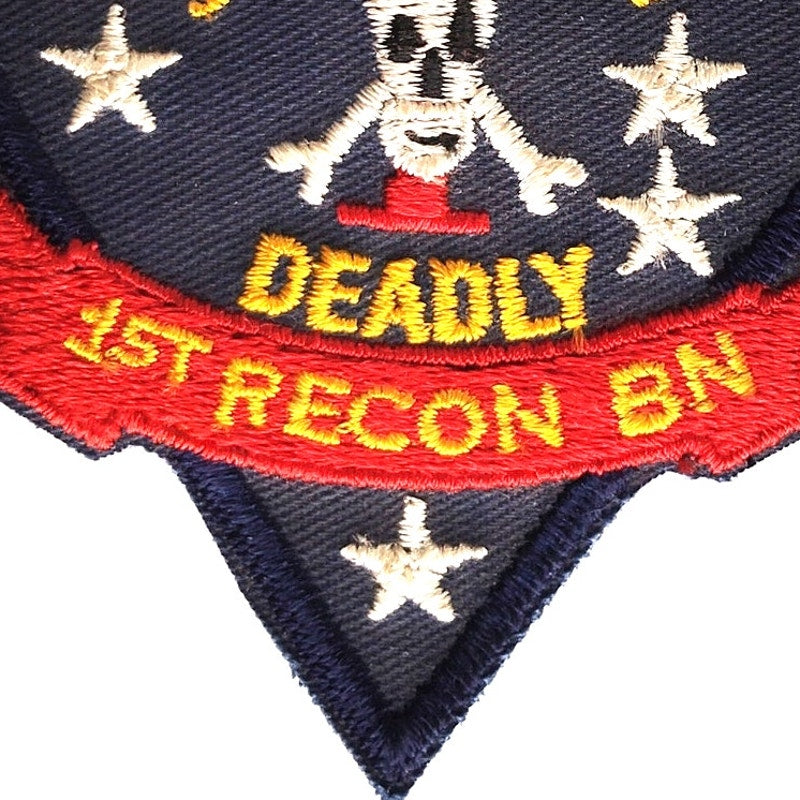 USMC 1st Recon Battalion Embroidered Patch Swift Silent Deadly 4‑3/8 × 3" Sew‑On