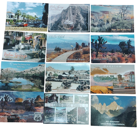 12 VTG California Desert Postcards: Joshua Tree, Palm Springs, Route 66 Ephemera
