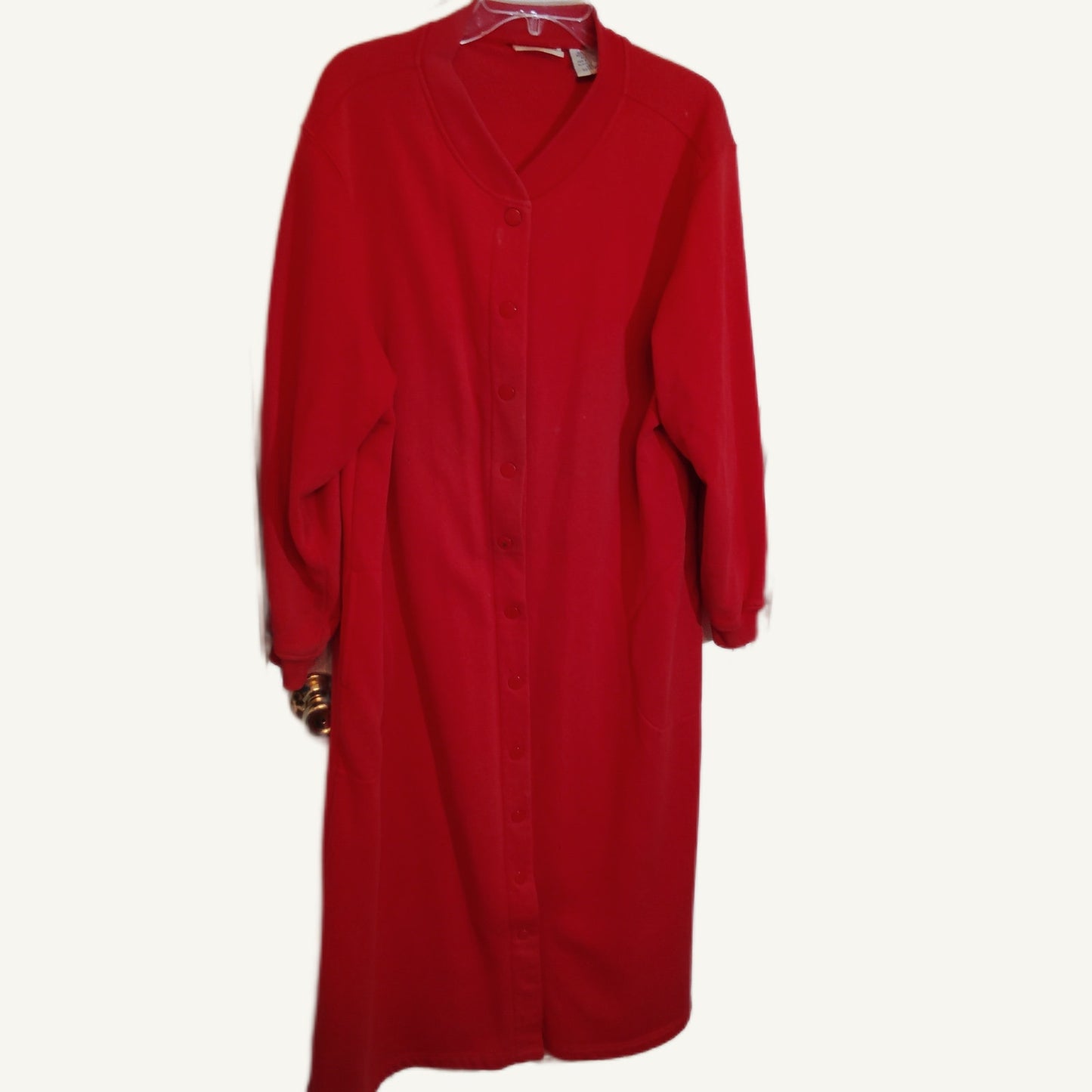 Vintage Blair Heavy Flannel Robe - Pink Snap Front Loungewear - Size Large