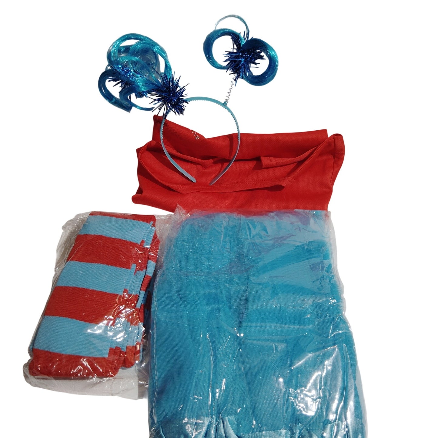 Girls Tulle Tutu Set, M, T‑Shirt Striped Thigh‑High Socks Tutu Skirt Headband