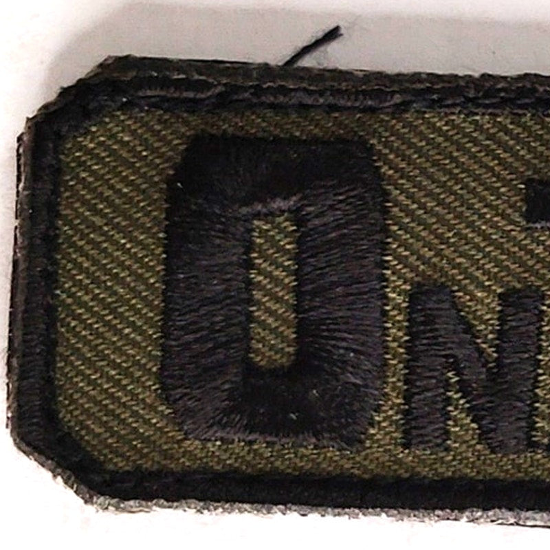 O‑ NEG Blood Type Patch Black on Green 2 × 1 Hook‑Back