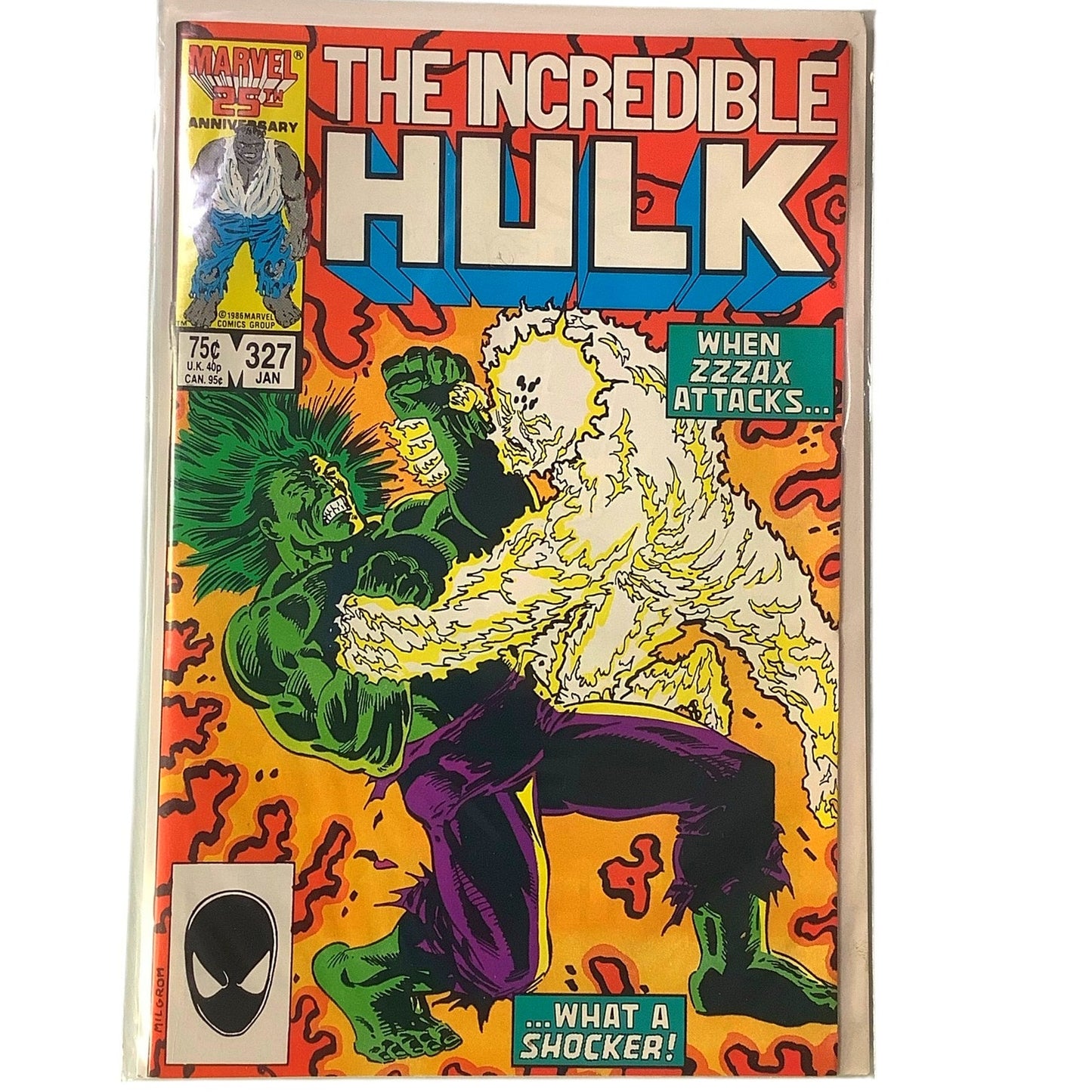 The Incredible Hulk #327, When ZZZAX Attacks, Marvel Comics, Jan 1987, NM 9.4