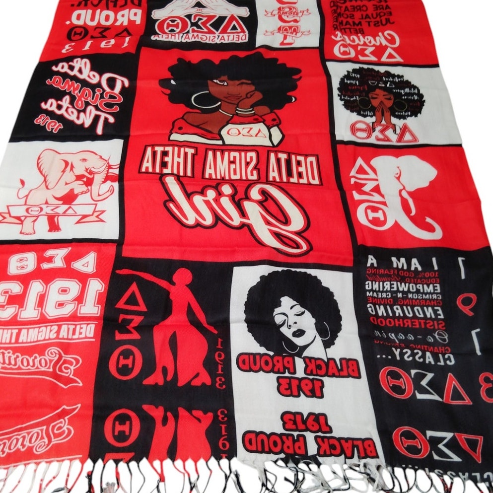 Delta Sigma Theta Inspired Scarf Red & White Polyester 27"x70" – Elephant Infinity Design