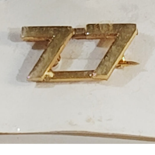 Early/Mid 1900s Brass C-Clasp "77" Collar Device 3/8"H Hat / Lapel Pin