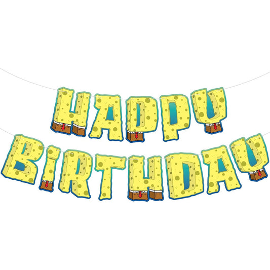 SpongeBob Birthday Banner – 10ft Yellow Cartoon Party Decoration