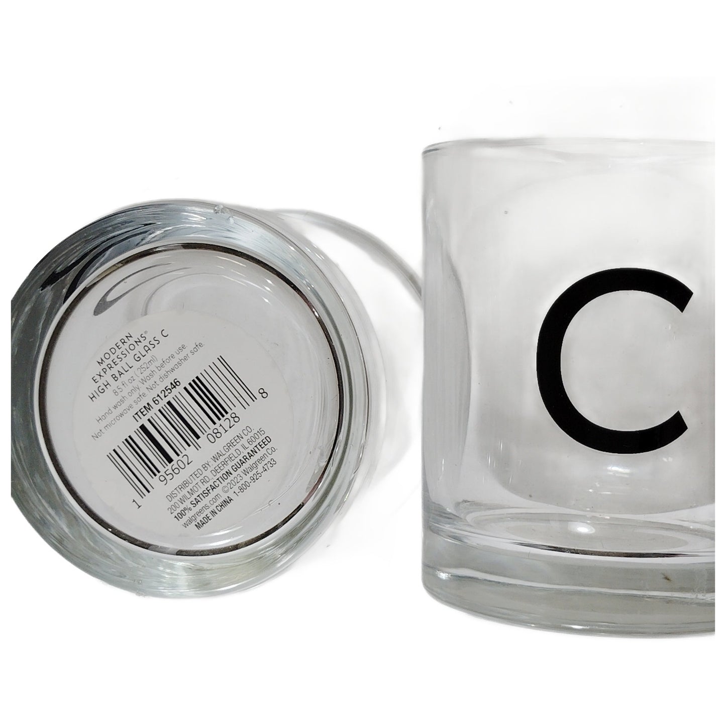 2 Modern Expressions High Ball Glasses – Monogram “C”, 8.5 fl. oz. Each