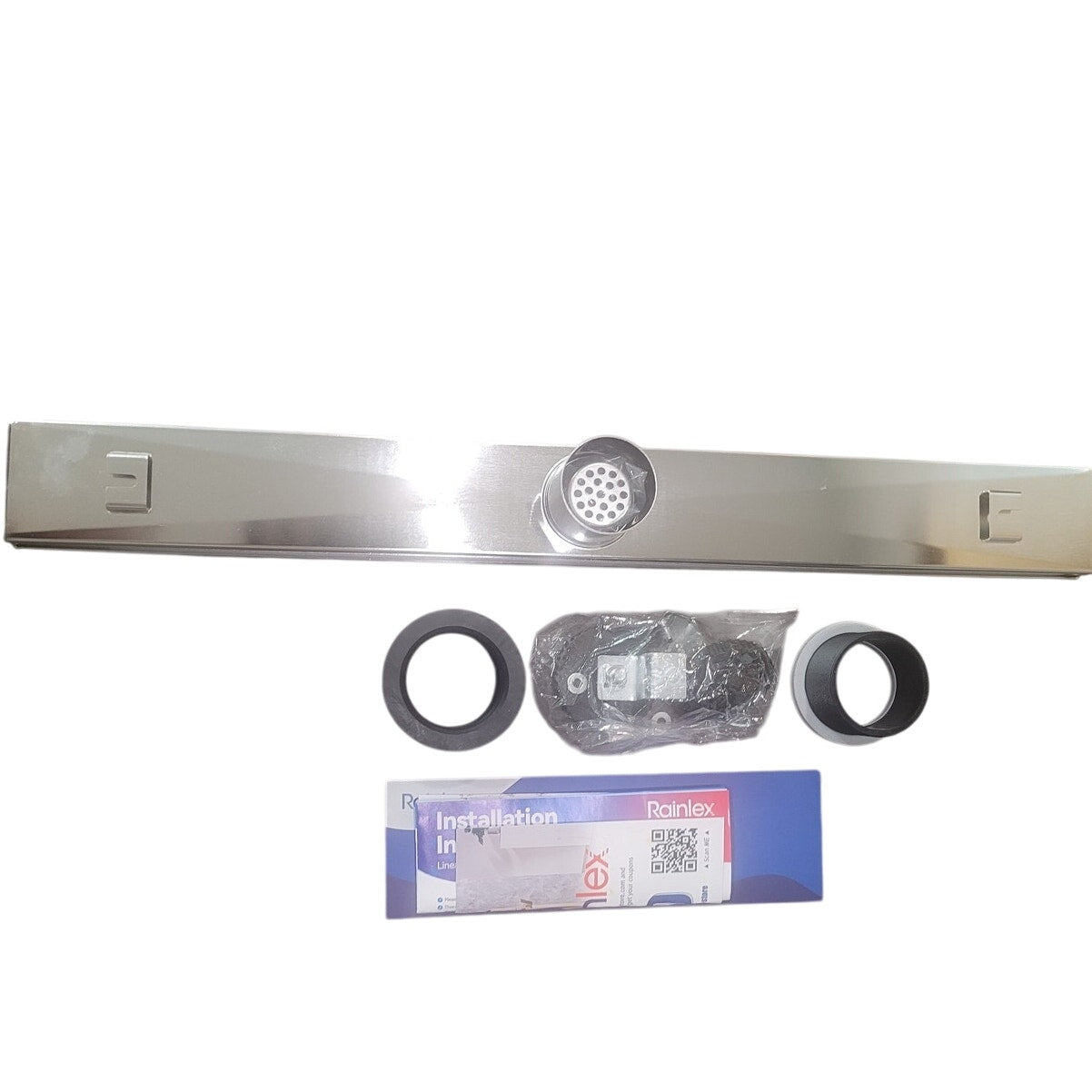Rainlex 24" Stainless Steel Linear Shower Drain – Tile-in Cover, Brushed Nickel