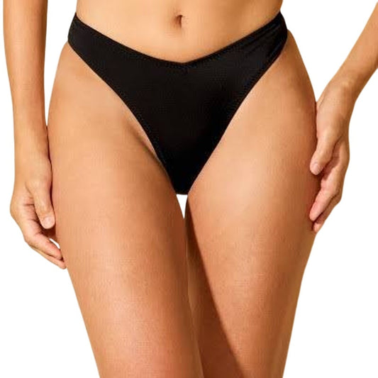 Cupshe Black V Front High Cut Bikini Bottoms Women’s Medium