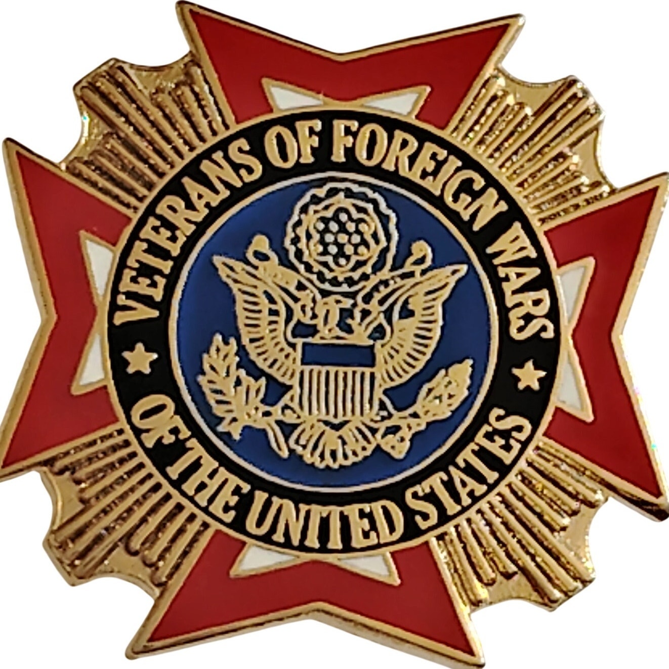 VFW Cross of Malta Veterans of Foreign Wars Pin 7/8" × 7/8"