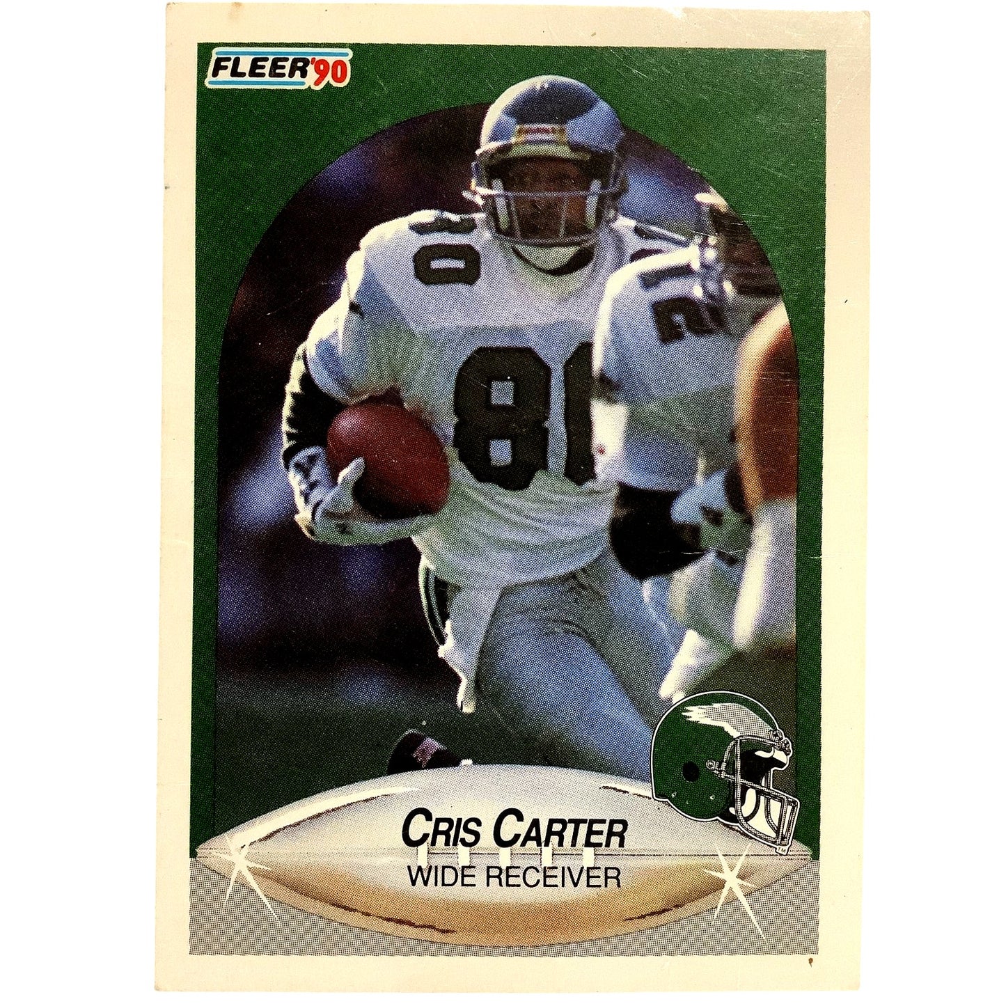 Cris Carter, Philadelphia Eagles, 1990 Fleer NFL Card 81, EXC