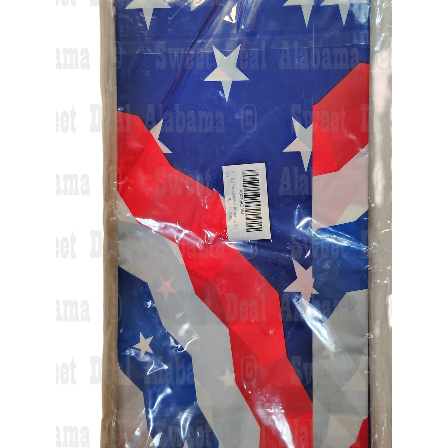 108" x 54" Plastic Tablecloth (2-Pk) July 4th, Patriotic Red/White/Blue Design