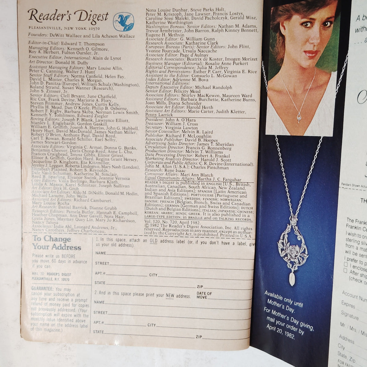 Reader's Digest April 1982 Vintage Magazine Back Issue - Very Good