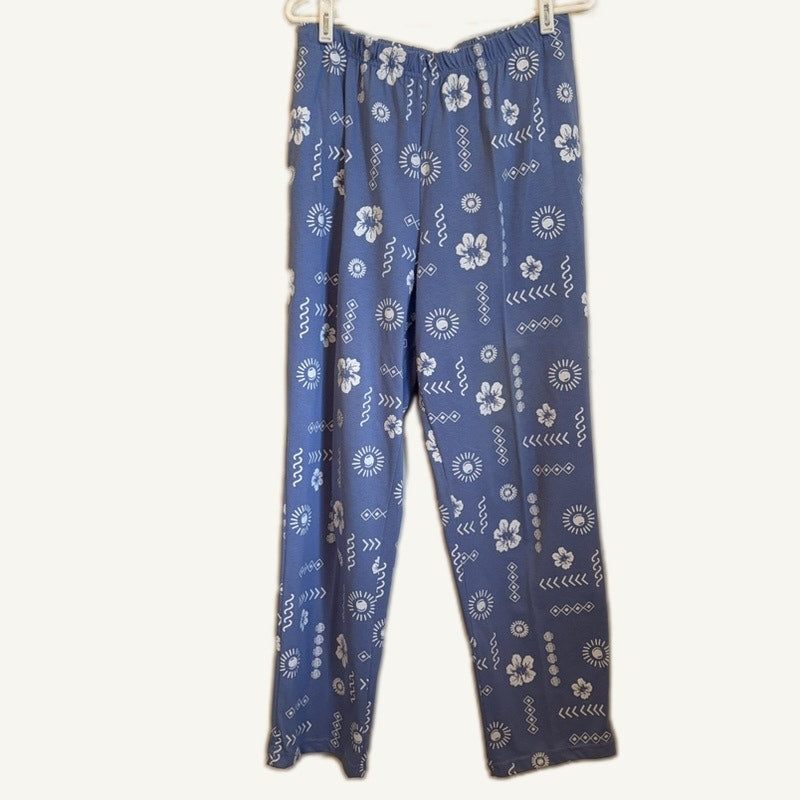 Appleseed's BFA Classics 3-Piece Lounge Set L Blue Floral Cardigan & Pants