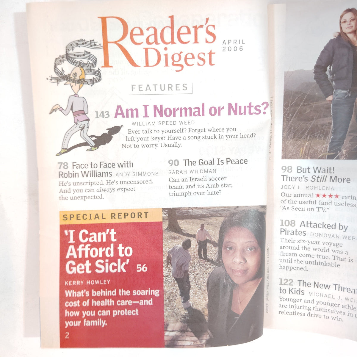 Reader's Digest April 2006 Large Print Back Issue - Robin Williams Cover