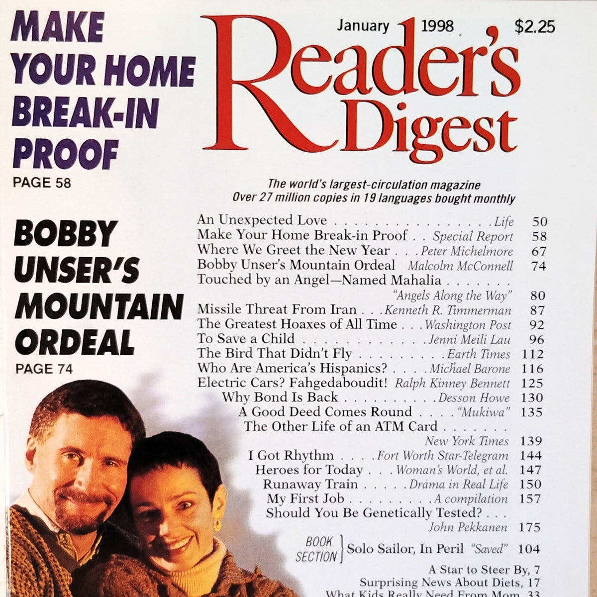 Reader's Digest January 1998 Vintage Magazine - James Bond Bobby Unser
