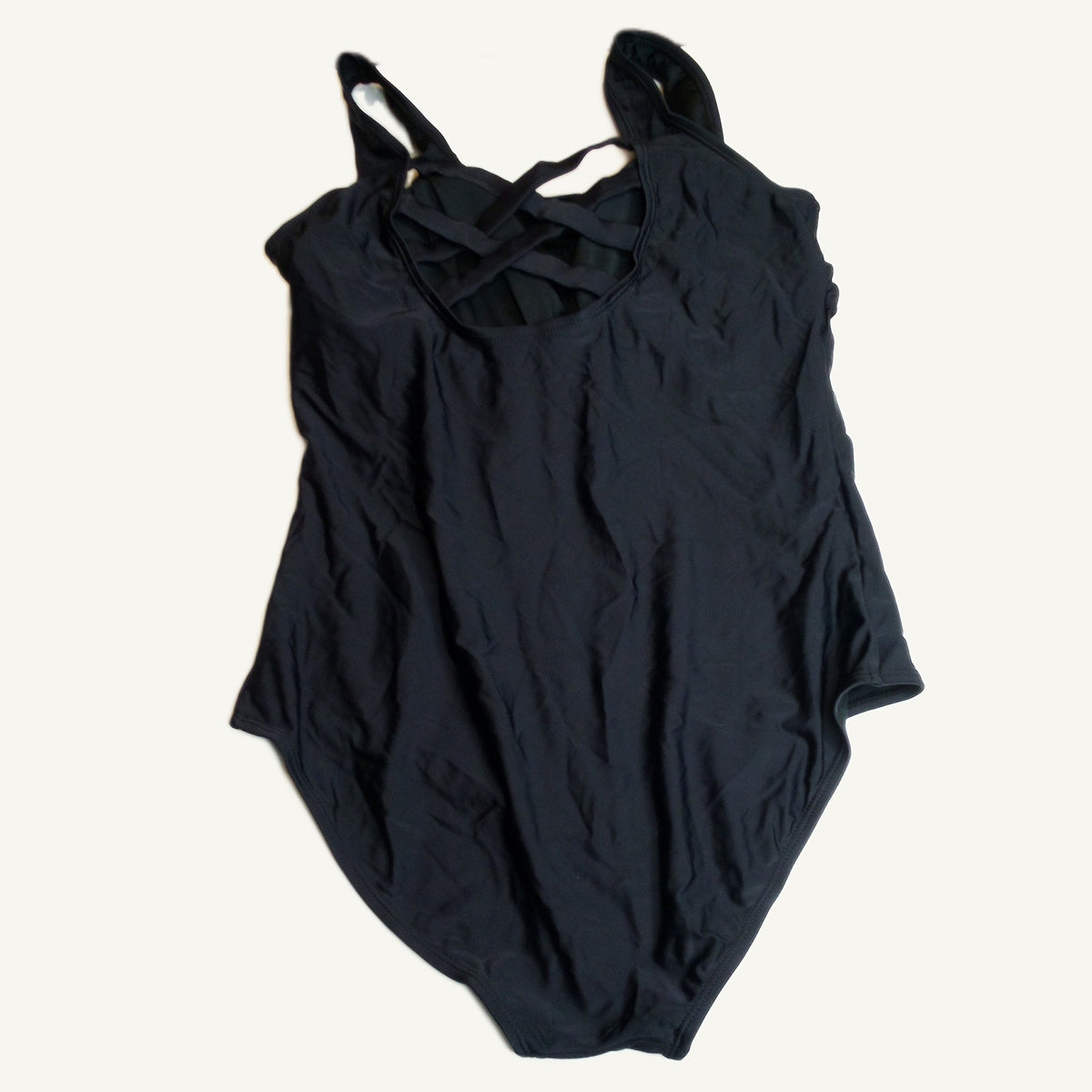 Women's Black One-Piece Swimsuit - Crisscross Back, Large - Flattering & Stylish