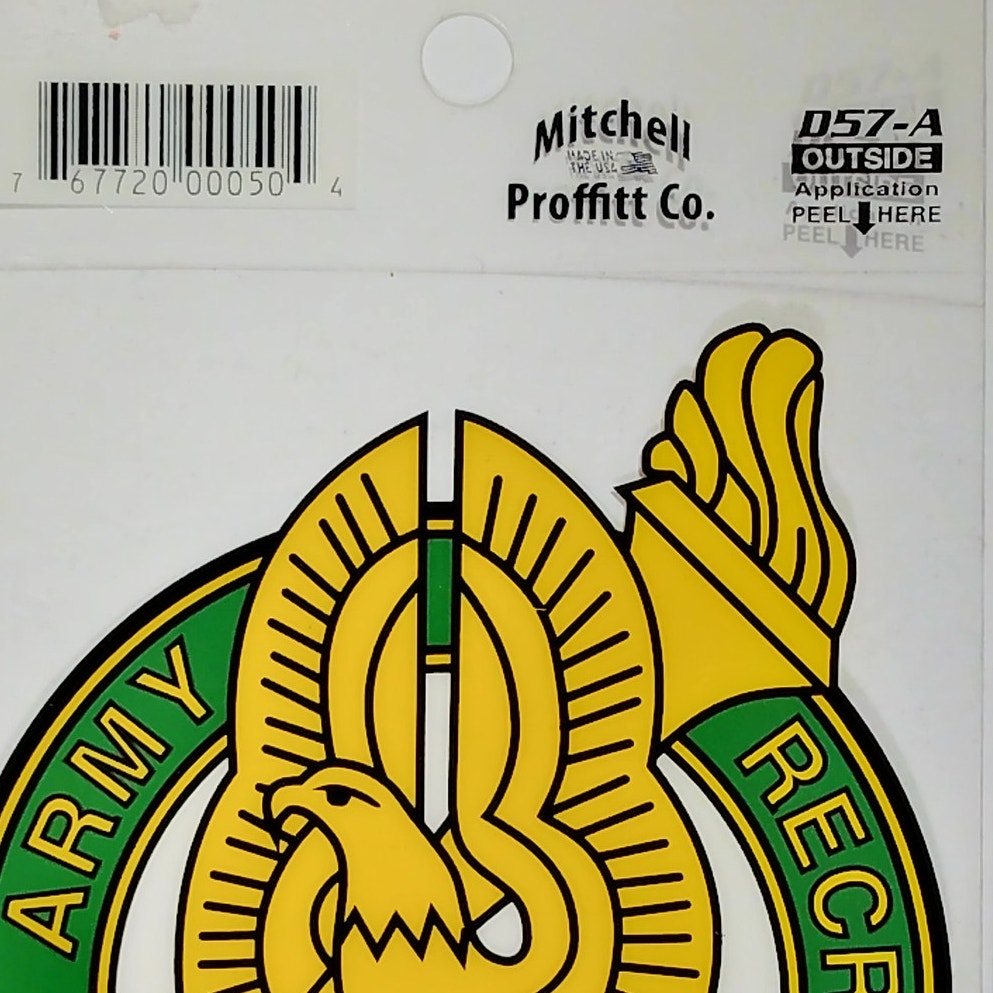 U.S. Army Recruiter Window Decal Vinyl Sticker  4" x 4.75" Green & Yellow, DS7‑A