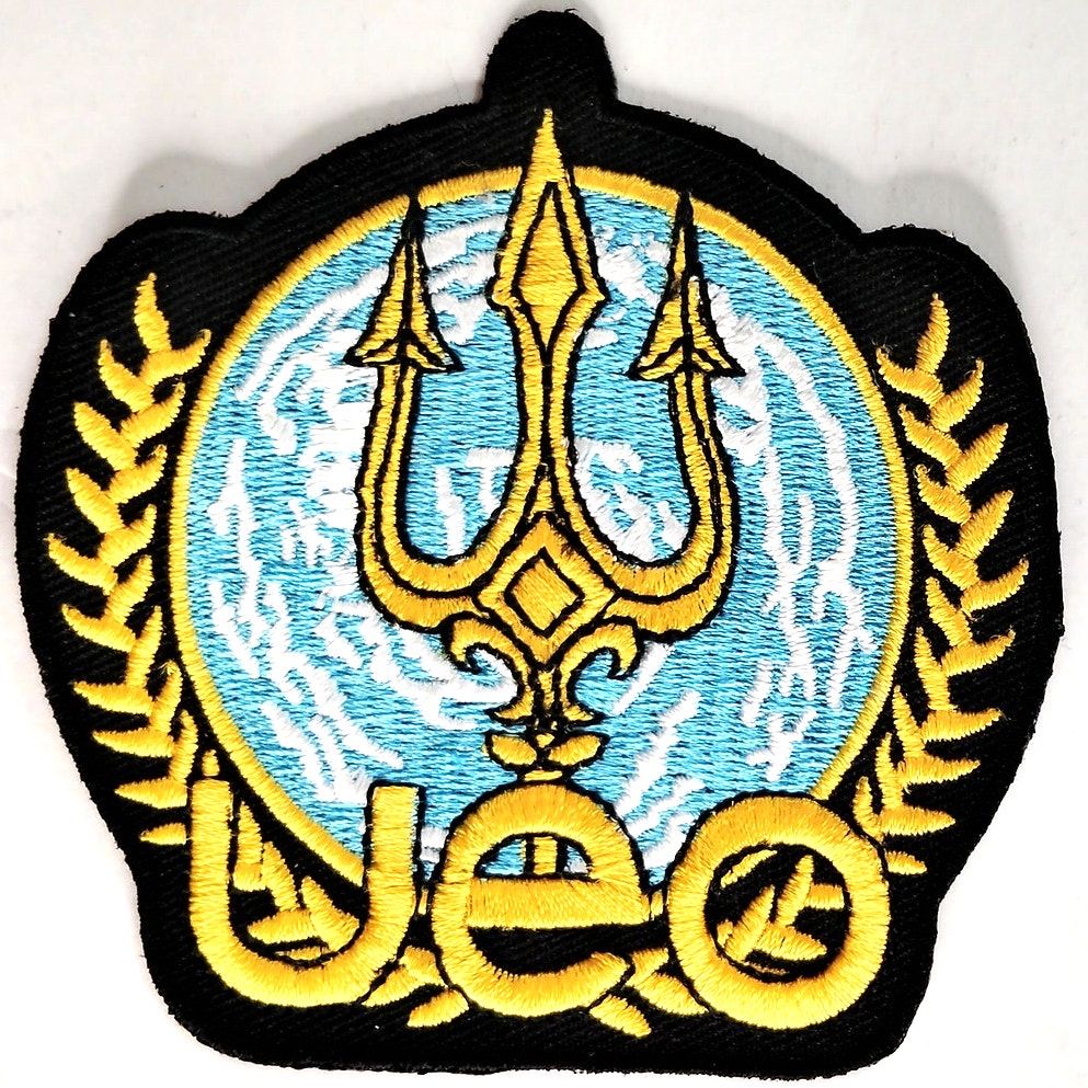UEO seaQuest DSV Embroidered Patch Trident Emblem 3‑3/8" × 3‑1/4" Sew‑On