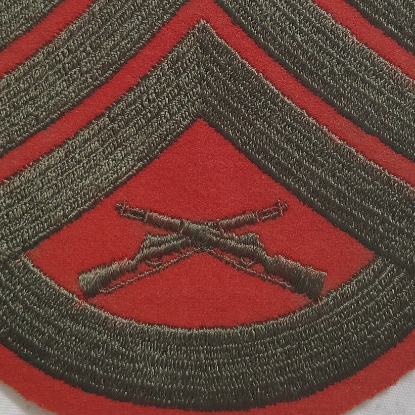 USMC Staff Sergeant Patch – Green on Red – 5.25" × 3.625" – NEW Novelty Patch