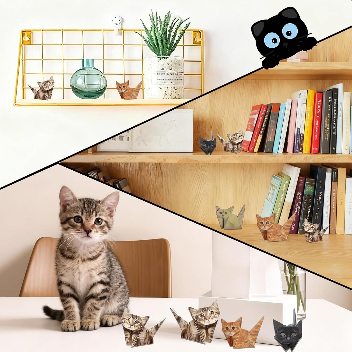 DIY Paper Cats Origami Kit 50 Sheets Cute 3D Cat Models Craft Activity