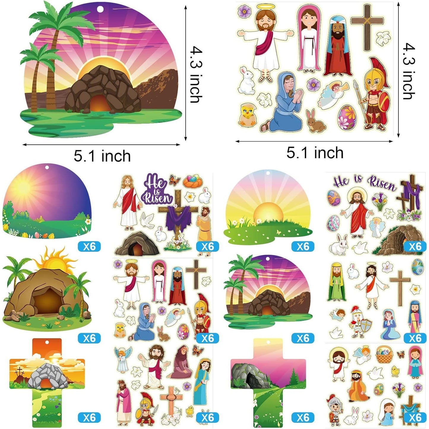 72‑Sheet “He Lives” Easter Resurrection Sticker Craft Kit – DIY Scene Set – NIP