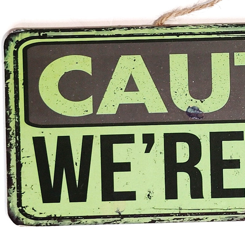 Caution We’re Batty Wooden Hanging Sign 10×4 Rustic Novelty Wall Decor