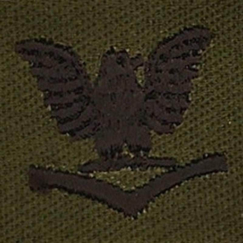 Vintage Navy Petty Officer 3rd Class E-4 Subdued Sew-On Device Emblem ODG Patch