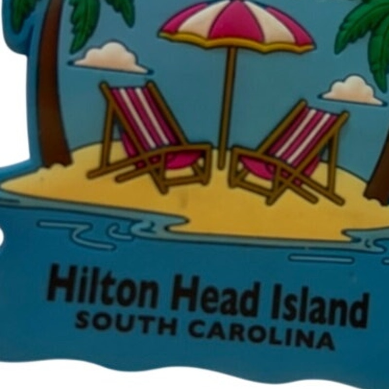 Hilton Head Island South Carolina PVC Rubber Fridge Magnet Beach Scene 2.5x2.5