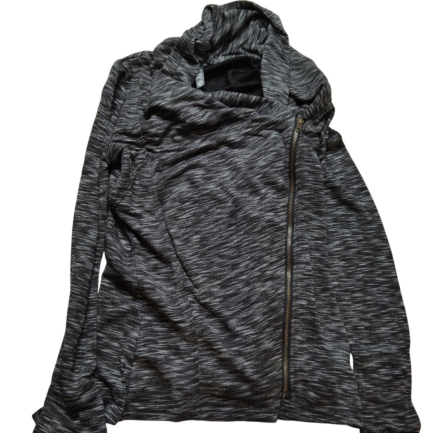 Space‑Dye Full‑Zip Jacket XS Asymmetrical Diagonal Zipper Cowl Hood Thumb Holes