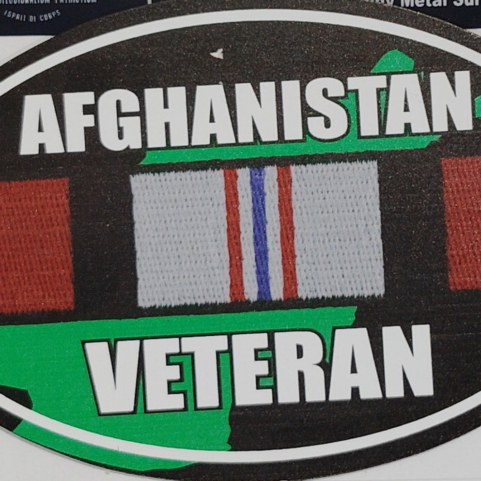 Afghanistan Veteran Auto Magnet – 6" x 4" Oval Service Ribbon Design, Made in US