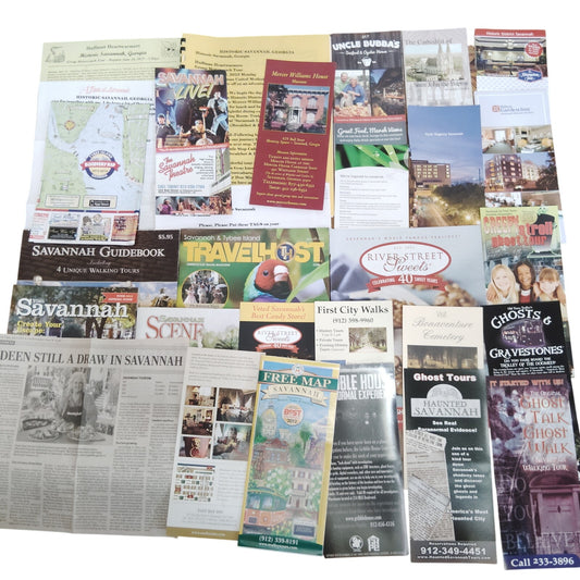 Savannah GA Travel Ephemera Lot - 2013 Collection of Paper & Cardstock Souvenirs